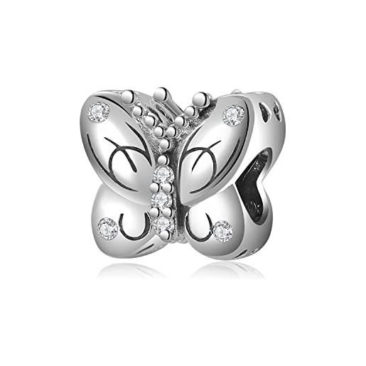 LES FOLIES DI PAOLA GRIECO charm farfalla fiori primavera con zirconi in argento 925 - les folies per pandora