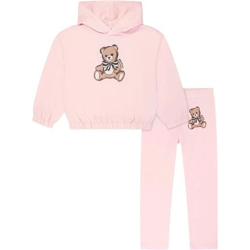 Moschino Kids tuta sportiva con stampa teddy - rosa