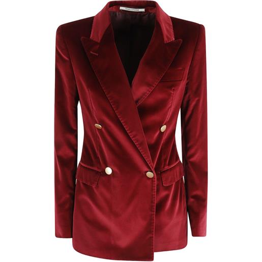 Tagliatore giacca doppiopetto in velluto - rosso