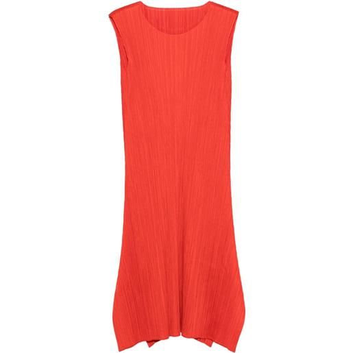 Pleats Please Issey Miyake abito midi smanicato plissettato - rosso