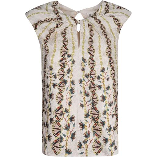 Saloni blusa claudia b con apertura a goccia - toni neutri