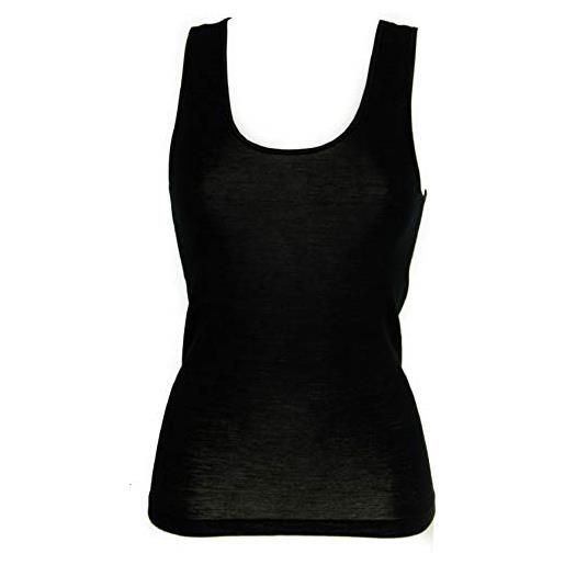 Merino Seta - Canottiera scollo a V in lana e seta con pizzo - Real Te