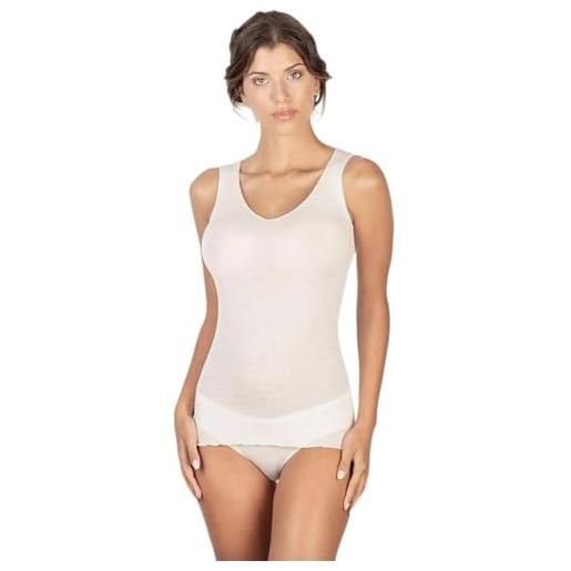 EGI canotta spallina larga lana e seta (s/m, bianco)