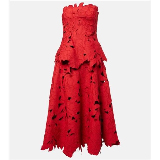 Simkhai abito midi audrey in pizzo con peplum