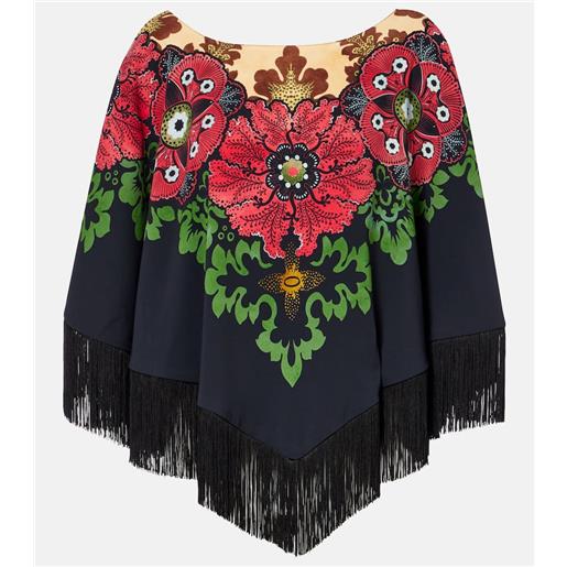 La DoubleJ poncho con stampa e frange