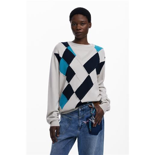 Desigual maglione doppio collo a rombi botter