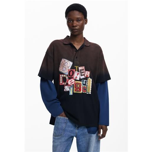 Desigual maglietta doppia manica patch botter
