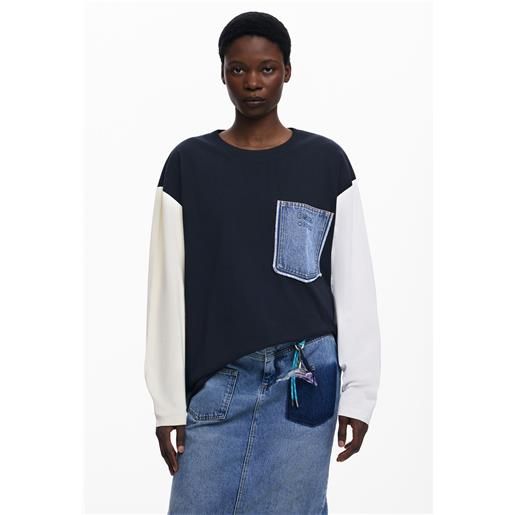 Desigual maglietta con tasca in denim botter