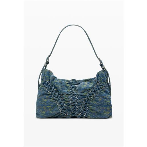 Desigual borsa grande in denim intrecciato