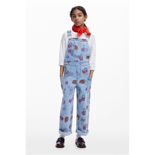Desigual salopette in denim con frutta