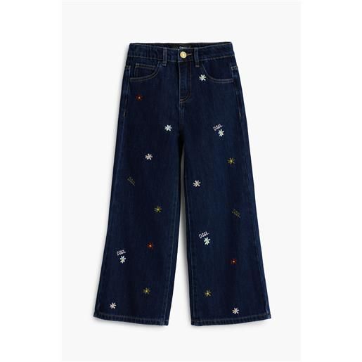 Desigual jeans cropped wide ricamati