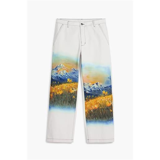 Desigual, pantaloni lunghi paesaggio, uomo, cotone, bianco, 32