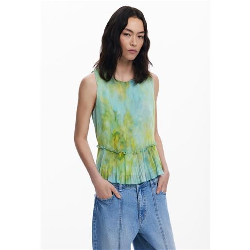 Desigual blusa plissettata con volant