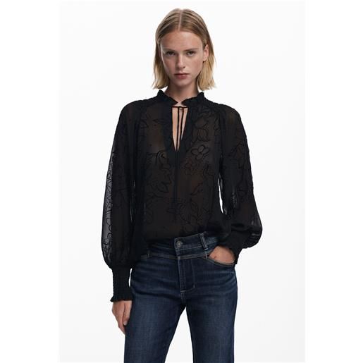 Desigual blusa trasparente con flockati