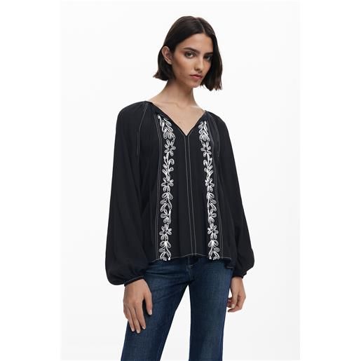 Desigual blusa ricamata a contrasto