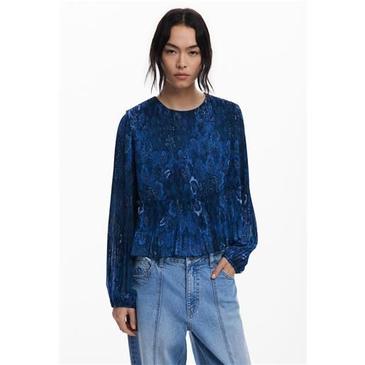 Desigual blusa plissettata a maniche lunghe