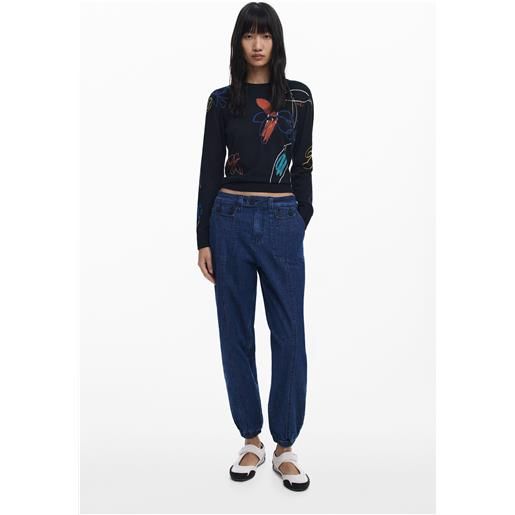 Desigual jogger di jeans con polsini