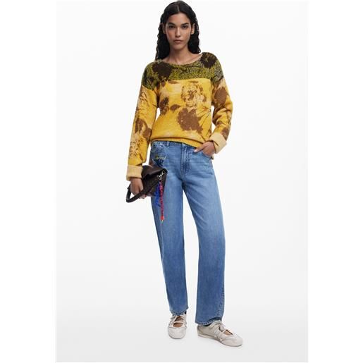 Desigual jeans con fiori ricamati