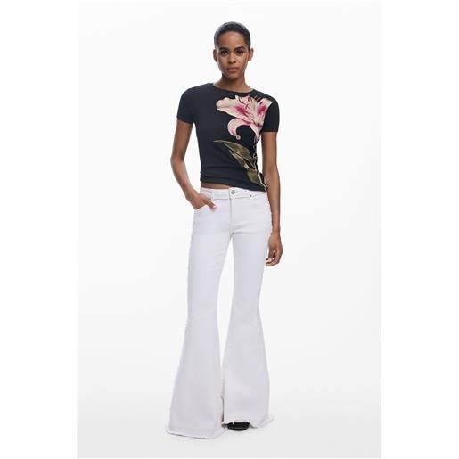 Desigual jeans a zampa d'elefante ricamati