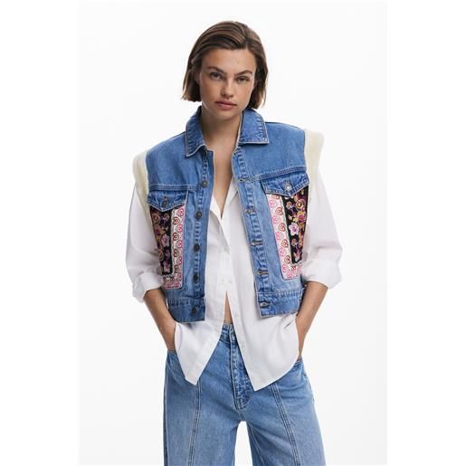 Desigual gilet di jeans con interno in montone