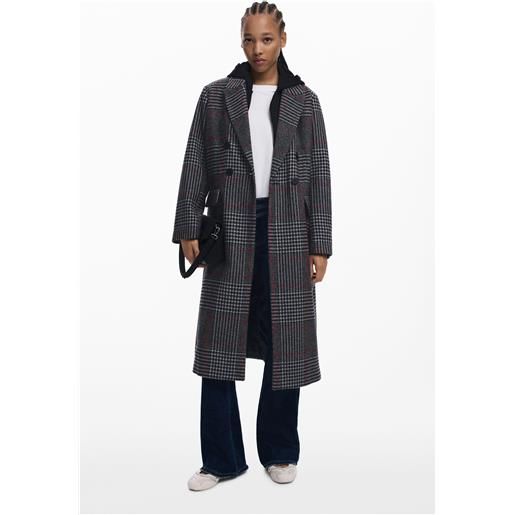 Desigual cappotto tartan con cappuccio