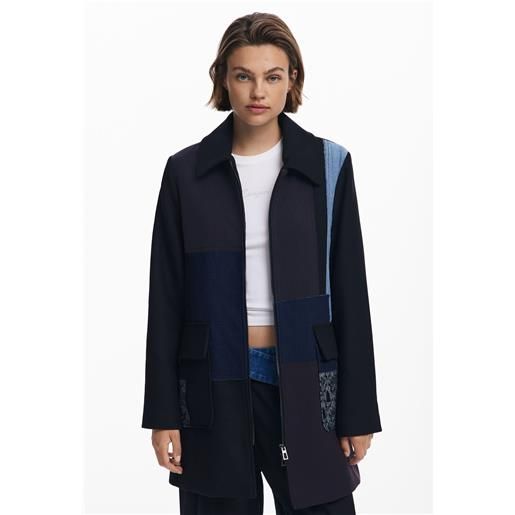 Desigual cappotto dritto patchwork