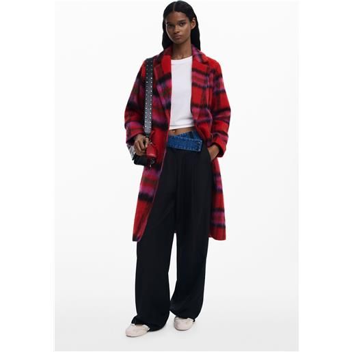 Desigual cappotto tartan rosso