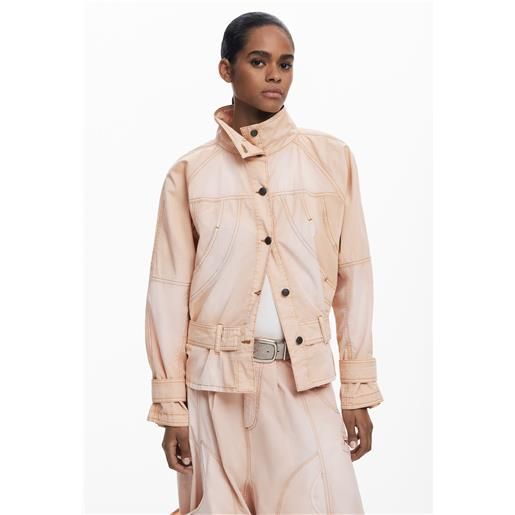 Desigual, giacca di jeans con collo alto, donna, cotone, rosso, l