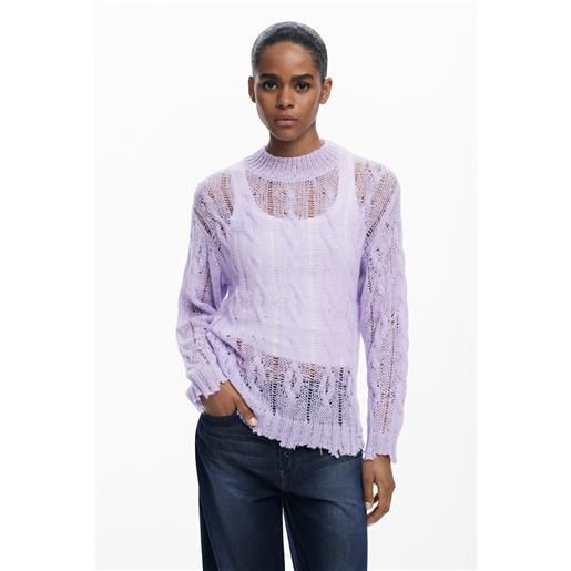 Desigual maglione a trecce rotte
