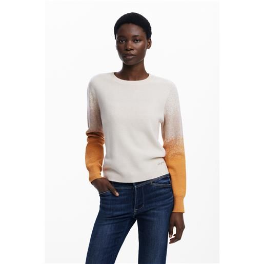 Desigual, maglione sfumato, donna, bianco, l