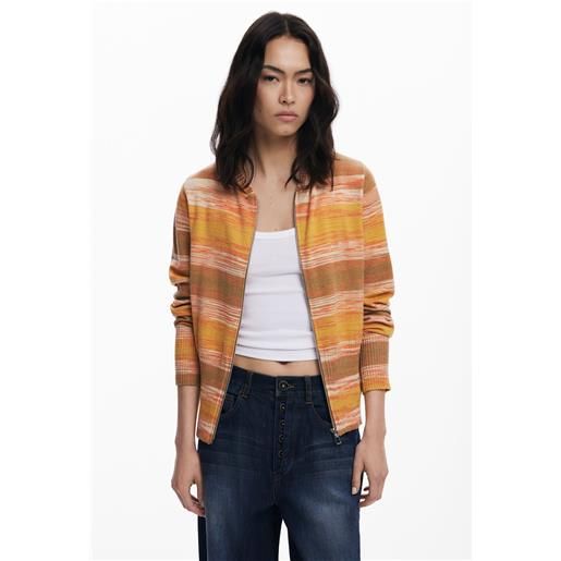 Desigual maglione a righe con cerniera e cappuccio