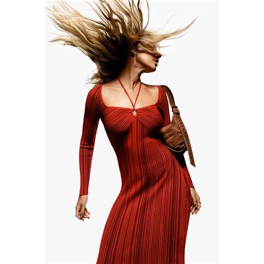 Desigual, abito aderente con scollo incrociato, donna, arancione, l