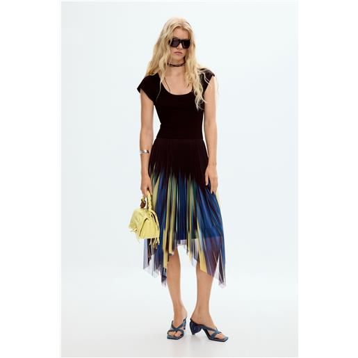 Desigual, abito combinato asimmetrico, donna, blu, l