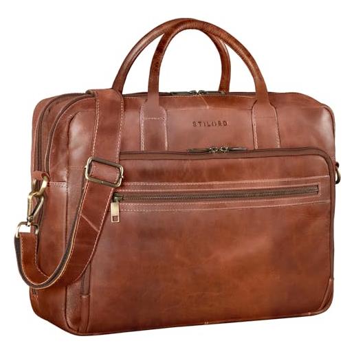 STILORD 'dawson' cartella porta pc pelle borsa lavoro a tracolla portadocumenti per ufficio business università ventiquattrore borsa 24 ore in cuoio vintage, colore: namibia - marrone