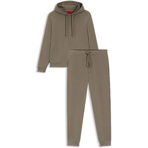 HUGO tuta sportiva relaxed fit in cotone con stampe con logo, kaki