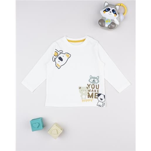 Prénatal t-shirt bimbo bianca stampa "you make me happy"