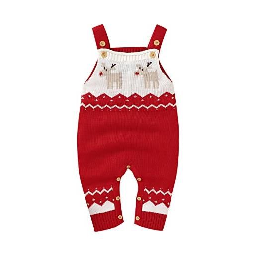 Verve Jelly il mio primo vestito di natale neonato neonati maschi ragazze manica lunga pagliaccetto tuta lavorata a maglia tuta intera pigiama natalizio rosso 5 70 0-3 mesi