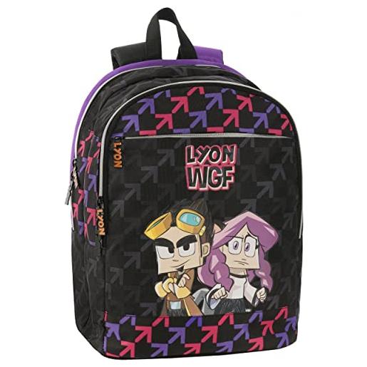 Franco Cosimo Panini lyon gamer 67002, zaino organizzato bambini e ragazzi, nero/viola, taglia unica