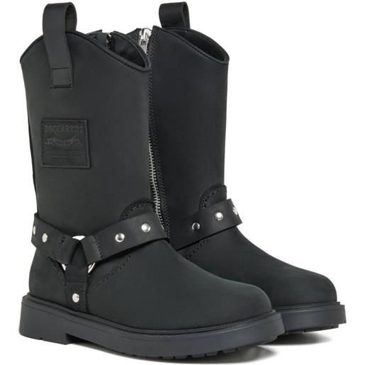 DSQUARED2 KIDS stivali in pelle con zip - nero