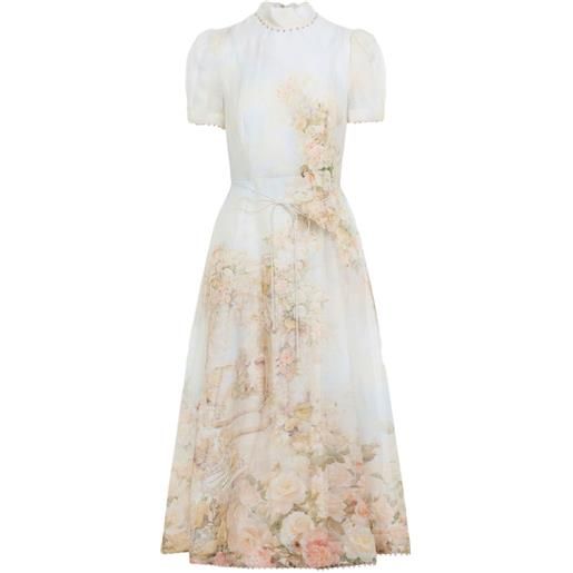 ZIMMERMANN abito memento midi a fiori - bianco