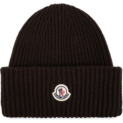 Moncler berretto con logo - marrone