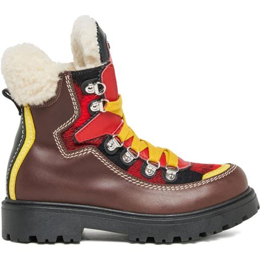 DSQUARED2 KIDS stivali stringati con suola chunky - marrone