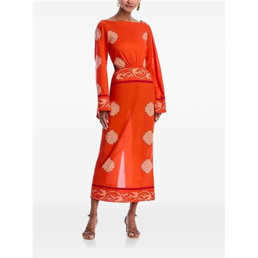 Johanna Ortiz abito midi underwater sanctuary - rosso