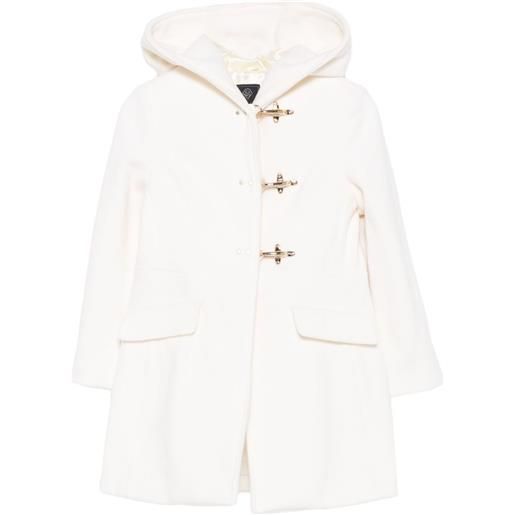 Fay Kids cappotto con cappuccio e chiusura con olivetta - bianco
