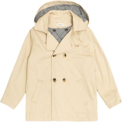 Golden Goose Kids cappotto doppiopetto con cappuccio - toni neutri