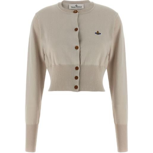 Vivienne Westwood cardigan crop con ricamo - toni neutri