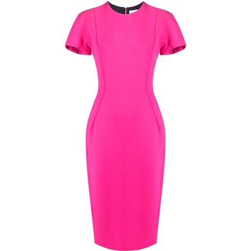 Victoria Beckham abito midi sartoriale a maniche corte - rosa