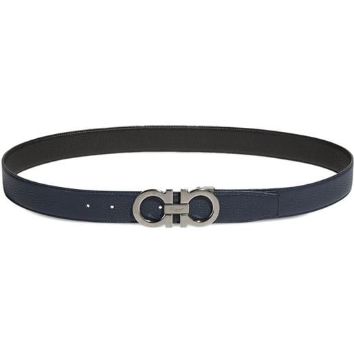 Ferragamo cintura in pelle con fibbia gancini - blu