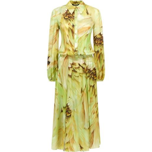 Roberto Cavalli abito midi con stampa - verde