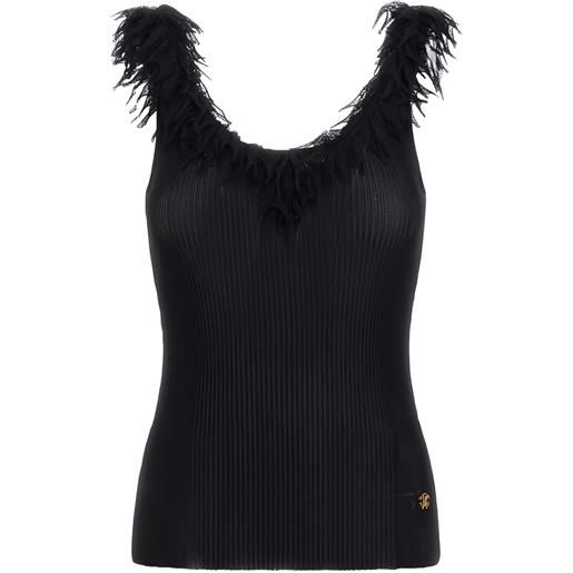 Roberto Cavalli canotta con bordo a coste - nero